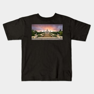 Plaza de Espanya and Palau de Montjuic in Barcelona, Spain Kids T-Shirt